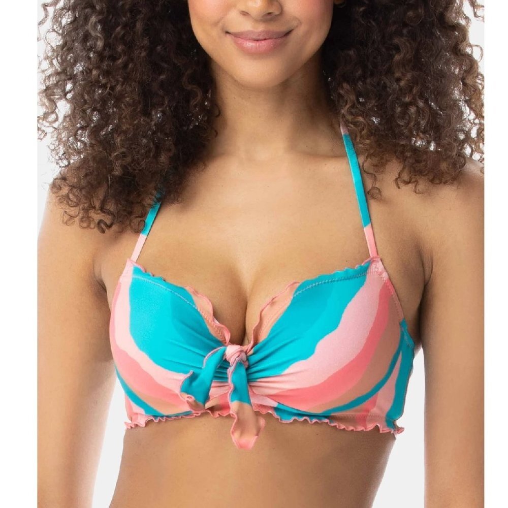 Sundazed Ava Printed Ruffled Bow Bikini Top